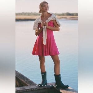 Anthropologie Plunge Drop-Waist A-Line Mini Dress